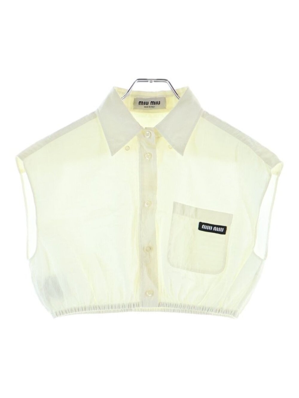 Miu Miu Cropped Sleeveless Blouse Shirt White